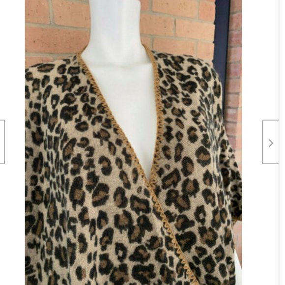 OPEN FRONT LEOPARD PRINT JACKET WRAP SWEATER OS - Picture 13 of 16